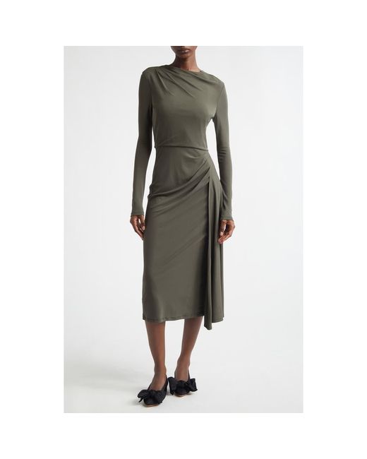 chinese dress ladies Forest Off The Shoulder Long Sleeves Draped Midi Dress – AX Paris main image 1