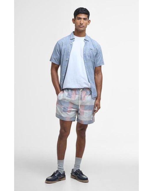 Barbour Blue Patch Swim Trunks for men