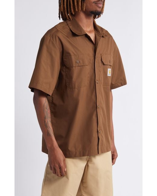 Carhartt Brown Craft Short Sleeve Button-up Shirt for men