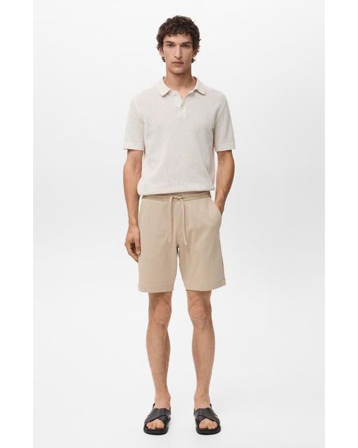 Mango Natural Drawstring Cotton Bermuda Short for men