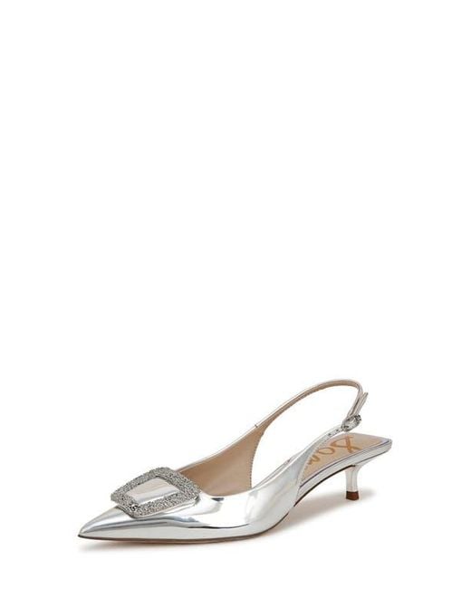 Sam Edelman White Kammie Slingback Pointed Toe Kitten Heel Pump