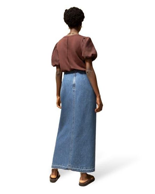 Ro&zo Blue Denim Split Front Maxi Skirt