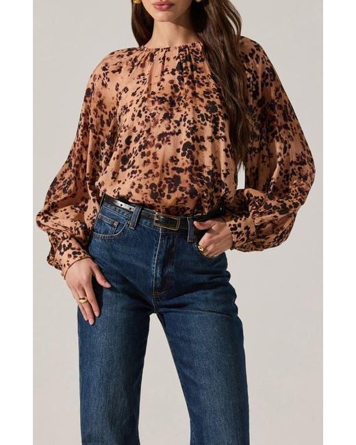 Astr Blue Reyen Long Sleeve Top