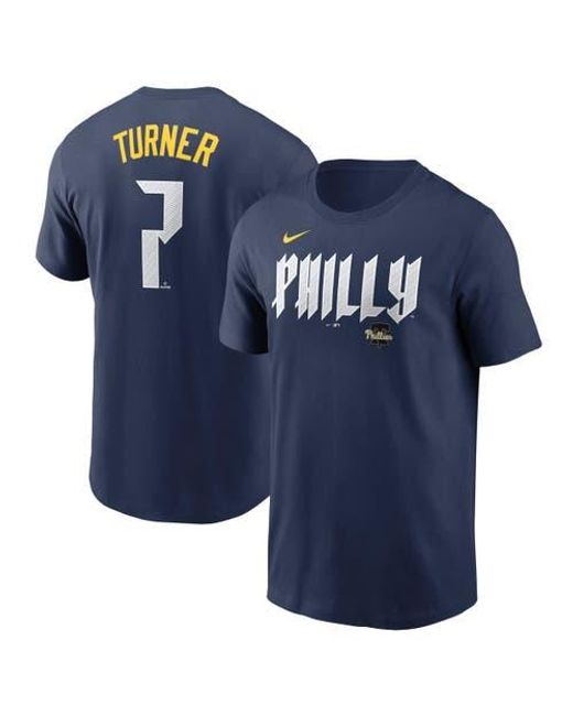 Nike Blue Trea Turner Philadelphia Phillies 2024 City Connect Fuse Name & Number T-Shirt for men