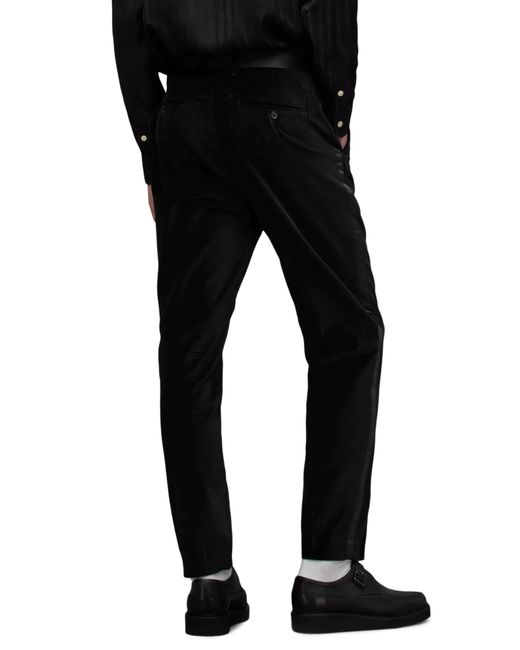AllSaints Black Lyra Tuxedo Stripe Velveteen Pants for men