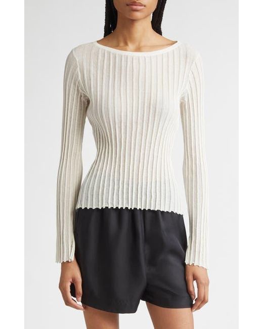 Loulou de Saison White Mabille Rib Long Sleeve Top