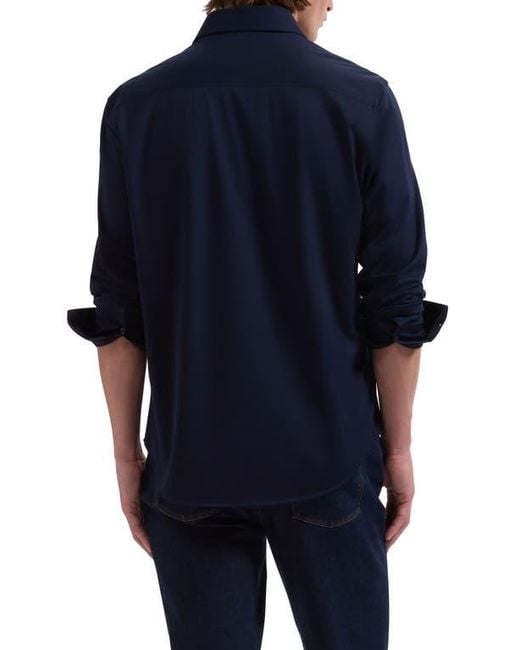 Bugatchi Blue Ooohcotton Solid Button-Up Shirt for men