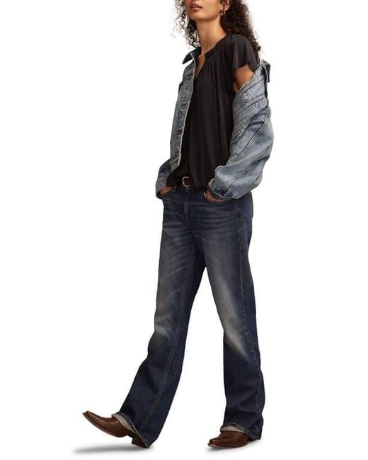 Lucky Brand Black Sandwash Notch Neck Top
