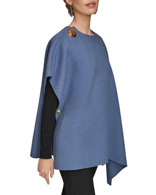 Donna Karan Blue Wool Blend Cape