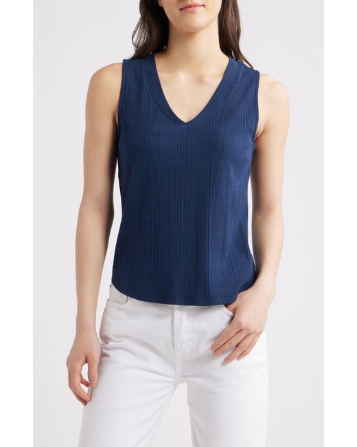 Wit & Wisdom Blue V-Neck Rib Tank