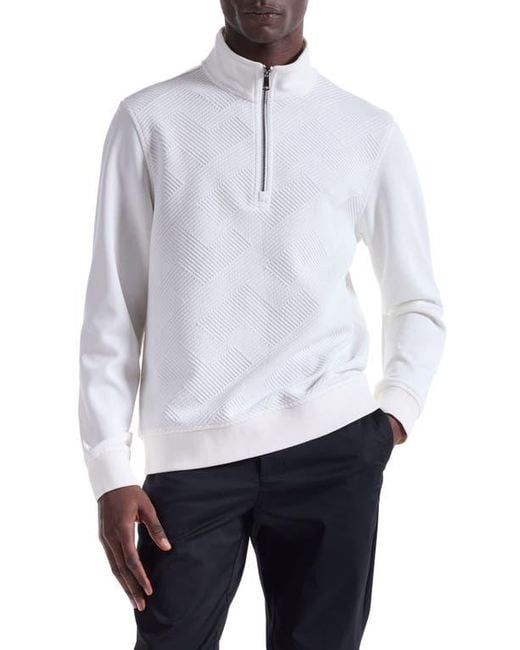 Bugatchi White Soft Touch Quarter Zip for men