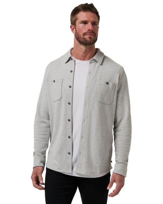 Travis Mathew Gray Cloud Waffle Knit Button-Up Shirt for men
