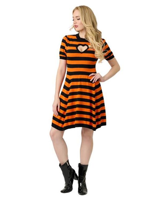 Smak Parlour Orange Heart Cutout Flare Dress