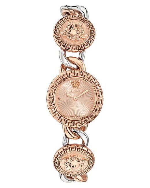 Versace Metallic La Greca Stud Icon Two-Tone Bracelet Watch, 28Mm