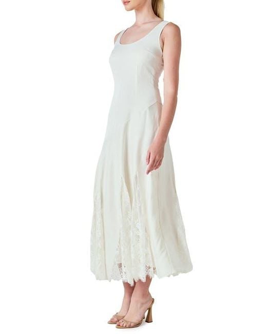 Endless Rose White Lace Inset Satin Dress