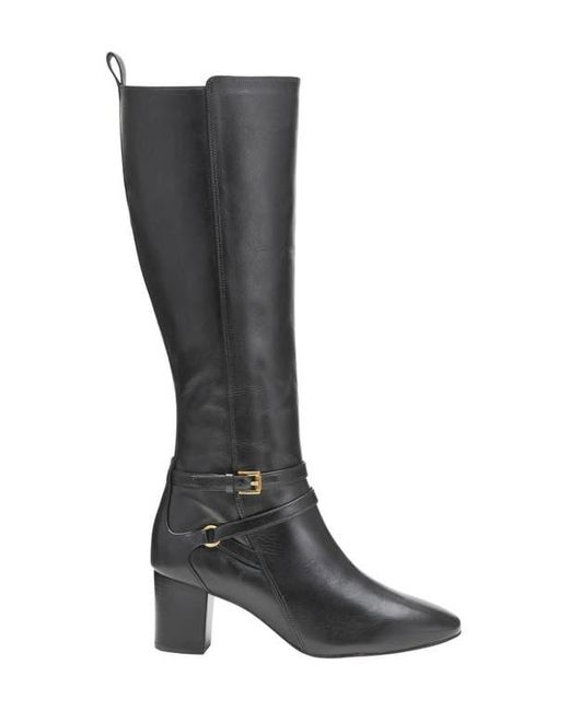 Johnston & Murphy Black Eleanor Belted Block Heel Knee High Boot