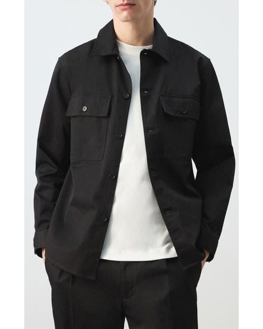 Mango Men's Black Cotton Overshirt