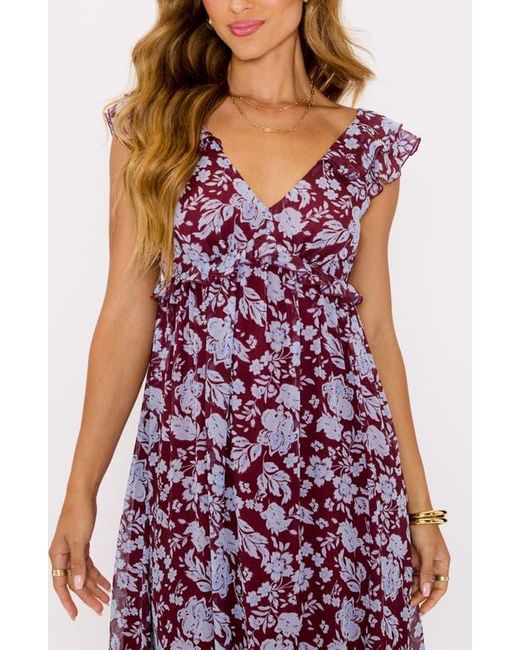 Vici Collection Red Enchanting Floral Ruffle Maxi Dress