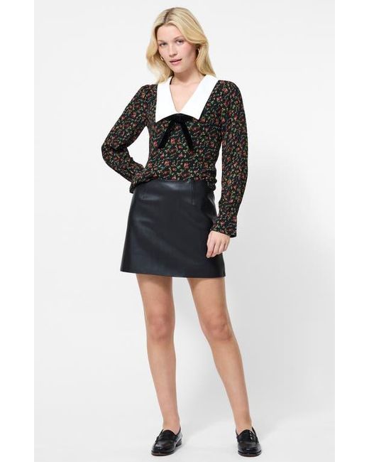 French Connection Black Dessa Faux Leather Miniskirt