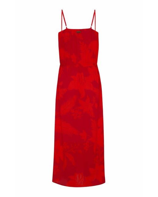 Vilebrequin Red Flower Power Long Rayon Dress