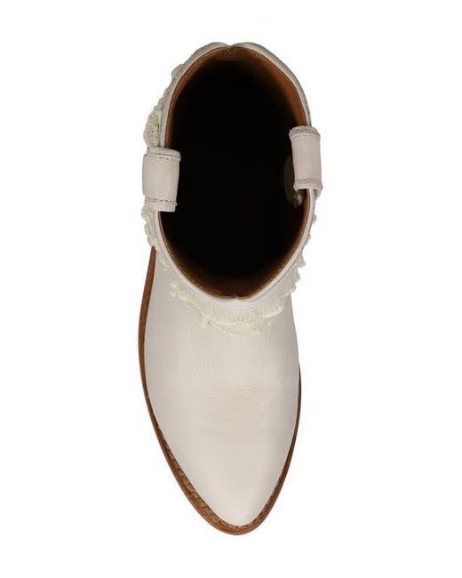 Frye White Billy Ruffle Harness Bootie