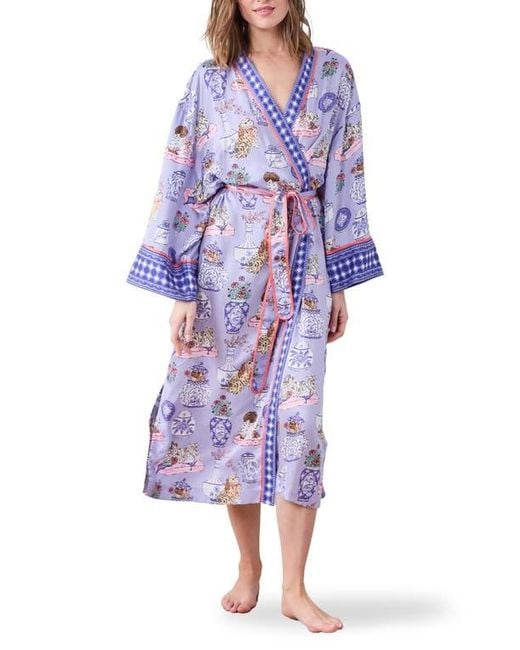 Printfresh Purple Satin Robe