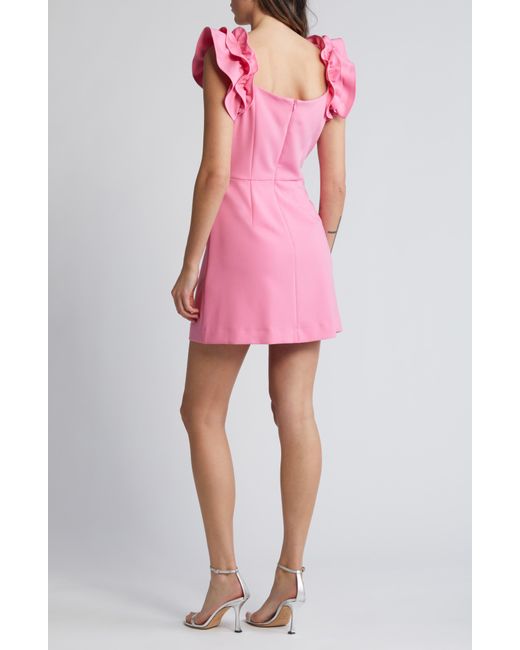French Connection Pink Whisper Ruffle Sleeve Minidress