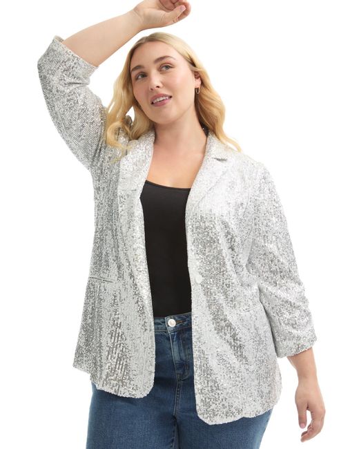 June + Vie White Sequin Blazer