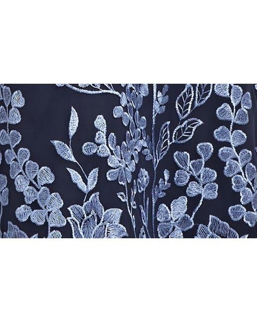 JS Collections Blue Meredith Floral Embroidery A-line Dress