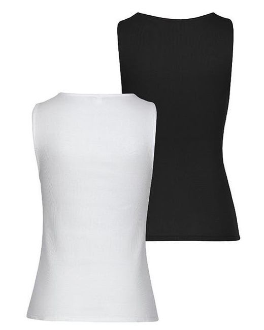 Lascana Black Pk Basic Tank Tops