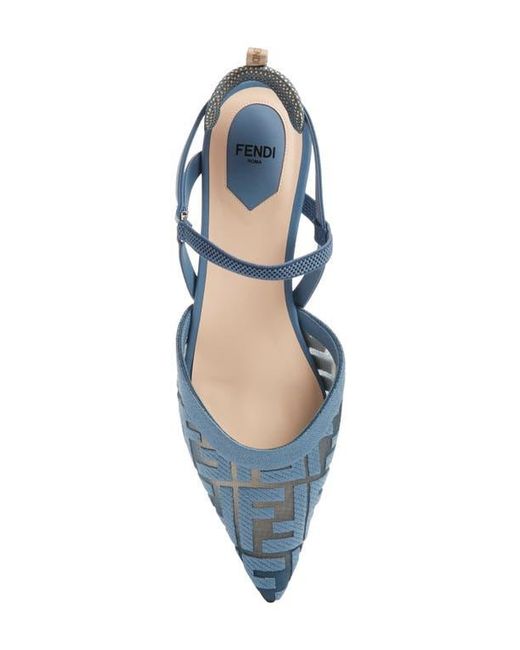 Fendi Blue Colibrì Lite Pointed Toe Mesh Flat