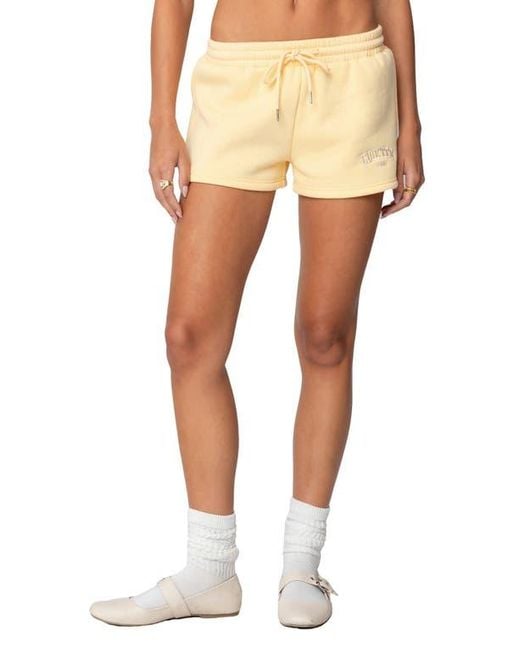 Edikted Natural Drawstring Cotton Blend Shorts