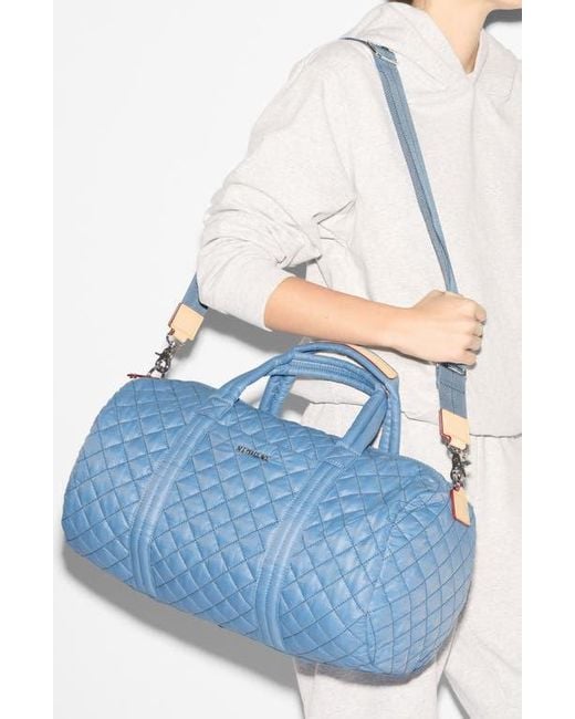 MZ Wallace Blue Morgan Quilted Nylon Duffle Bag