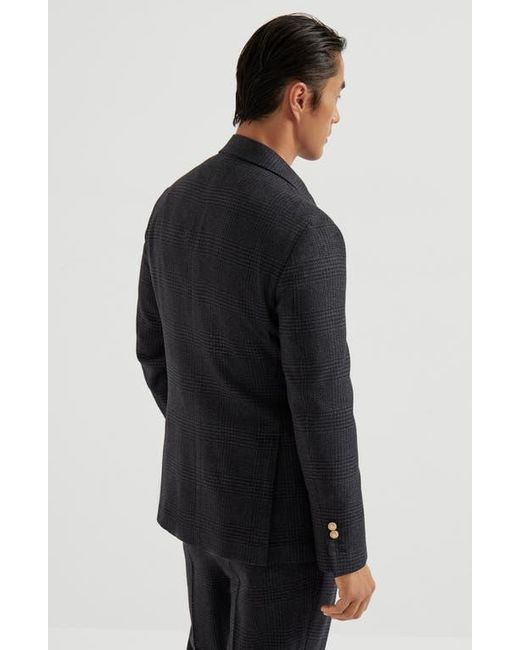 Brunello Cucinelli Black Prince Of Wales Deconstructed Blazer for men