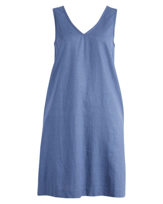 Halogen® Blue Halogen(r) Sleeveless Linen Blend Dress