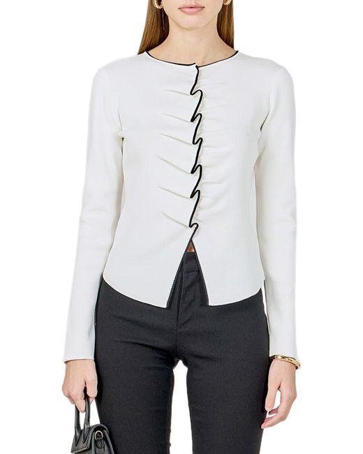 Endless Rose White Ruffle Knit Top