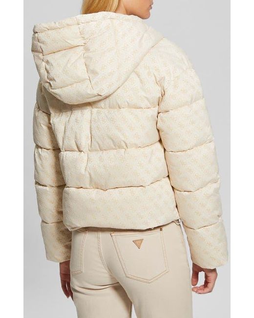 Guess Natural Daisy Flock Logo Puffer Coat