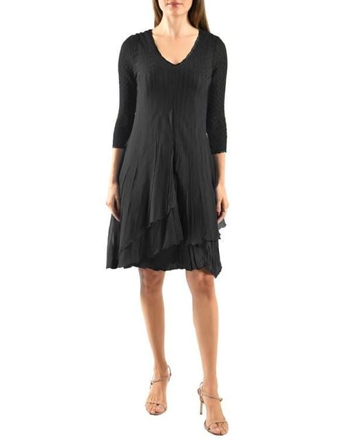 Komarov Women's Black Ruffle Tiered Charmeuse & Chiffon Cocktail Dress