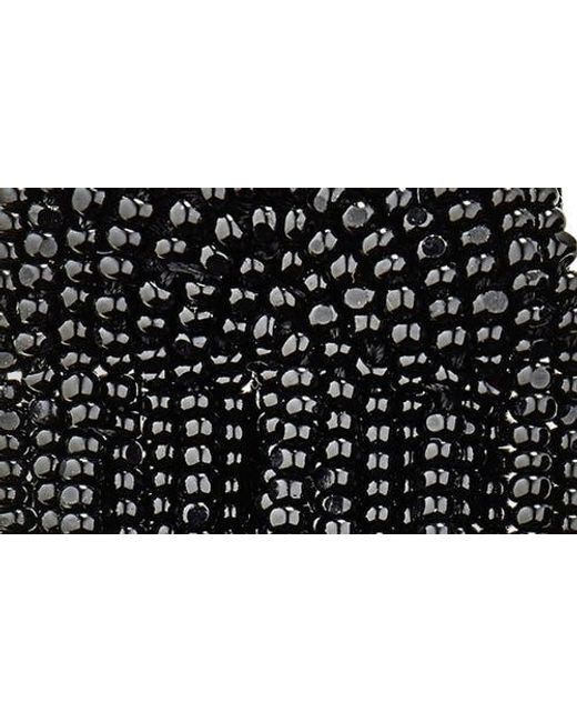 Oscar de la Renta Black Beaded Double Curtain Clip-On Drop Earrings