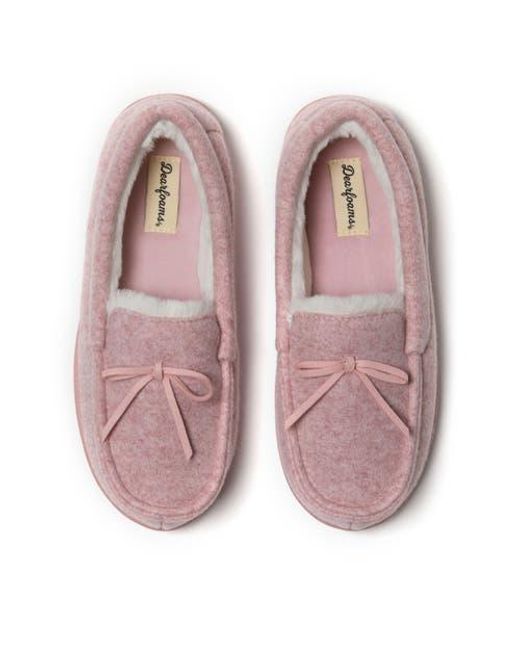 Dearfoams Pink Hayes Soft Knit Moccasin Slipper