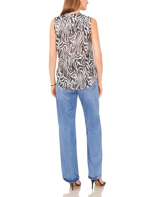 Vince Camuto Blue Abstract Print Sleeveless Top
