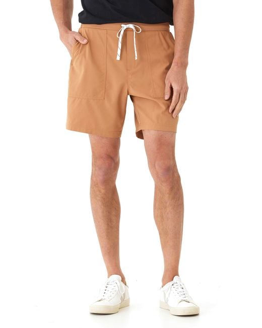 Threads For Thought Black Essential Flat Front Stretch Drawstring Shorts for men