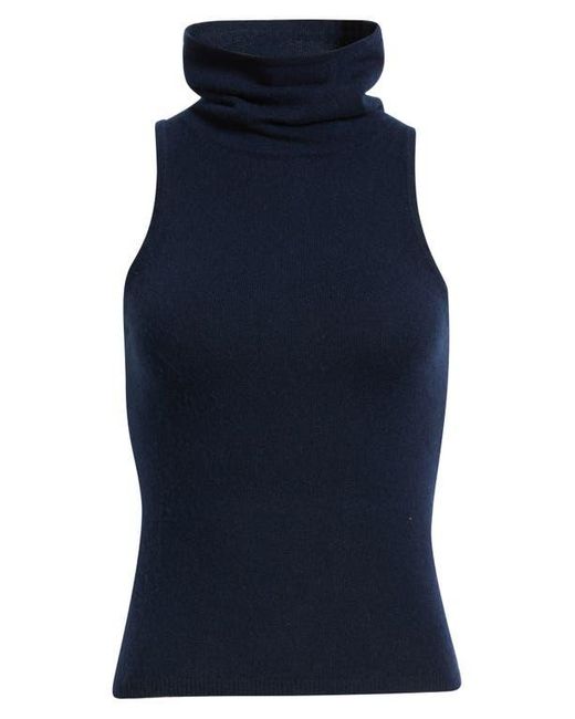 Reformation Blue Marcy Sleeveless Cashmere Turtleneck Sweater