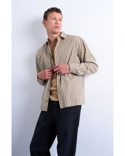 Topman Brown Cotton Poplin Button-Up Shirt for men