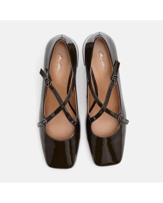 MARC NOLAN Brown Ruby Patent Leather Mary Jane Block Heels