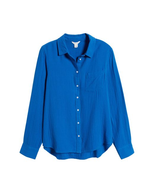 Caslon Blue Caslon(r) Casual Gauze Button-up Shirt