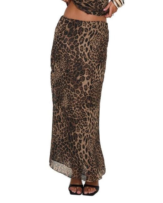 Princess Polly Brown Eleganza Leopard Print Maxi Skirt