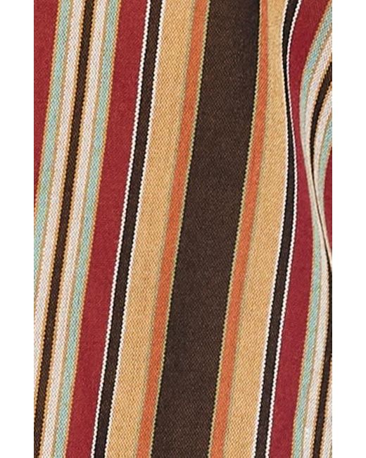 Lioness Brown Sundrenched Stripe Denim Crop Button-Up Shirt