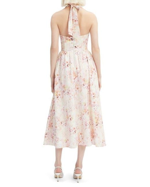 ramie halter midi dress CAVARLY RAMIE HALTER DRESS - IVORY