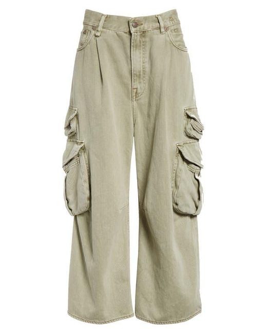 R13 Natural Multipocket Crop Cargo Jeans